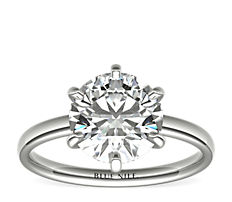 Six-Prong Low Dome Comfort Fit Solitaire Engagement Ring in Platinum (2mm) 